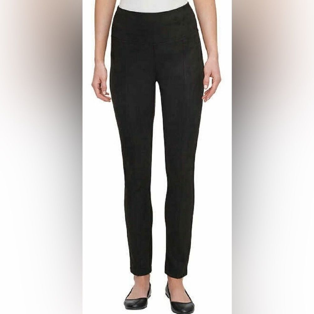 Andrew Marc Black Faux Suede High-rise pull-on pants, size XL